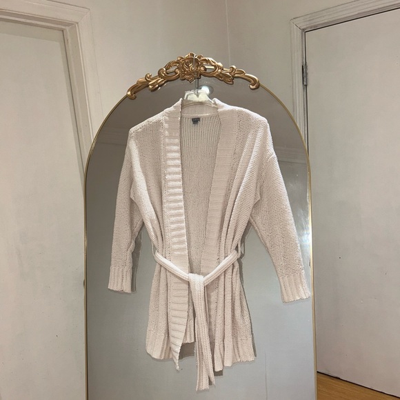 aerie Sweaters - Aerie Cream Knit Oversize Cardigan Tie Front